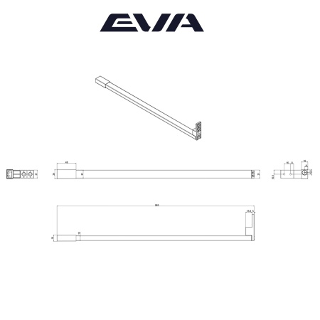 Комплект прямоугольных рейлингов для ящиков EVA Slimbox L=500, графит фото