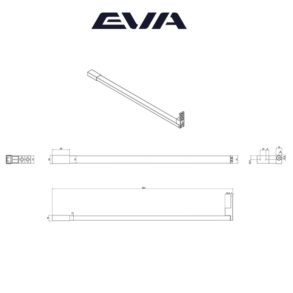 Комплект прямоугольных рейлингов для ящиков EVA Slimbox L=500, белый фото