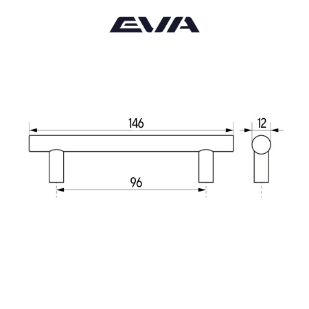 Ручка-рейлинг мебельная EVA TUBE-12 96 мм L=146 мм цвет черный матовый BLmatt фото
