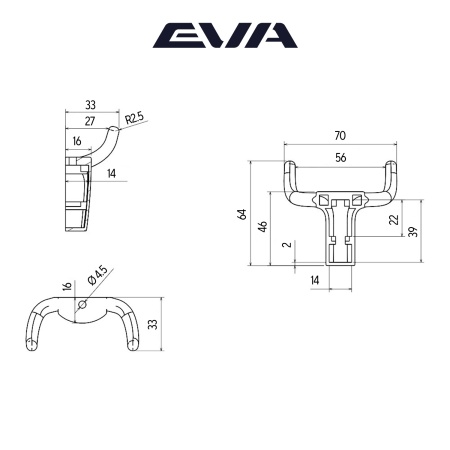 Крючок мебельный двухрожковый EVA BULL цвет латунь шлифованная матовая BB фото