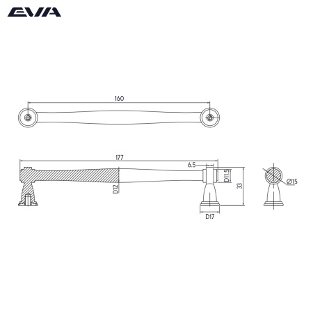 Ручка-скоба мебельная EVA ART DECO 160 мм цвет бронза состаренная ABV фото