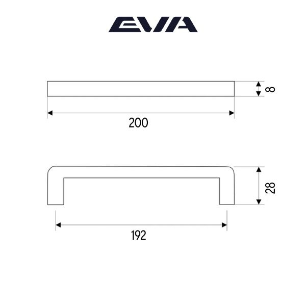 Ручка-скоба мебельная EVA BASIC 192 мм цвет черный матовый BLmatt фото