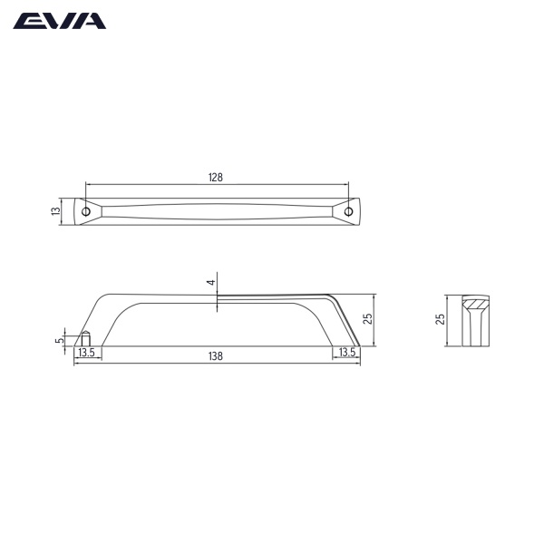 Ручка-скоба мебельная EVA CLASSIC 128 мм цвет алюминий матовый SC фото