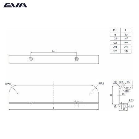Ручка торцевая EVA BALANCE / 160мм (L=197мм) латунь шлифованная матовая BBA фото