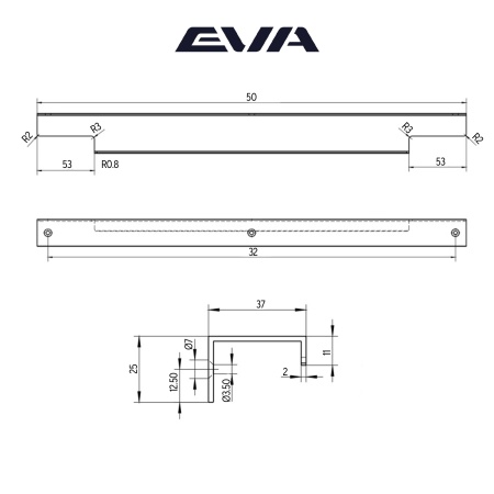 Ручка торцевая мебельная EVA TOTAL 32 мм L=50 мм цвет черный матовый BLA фото