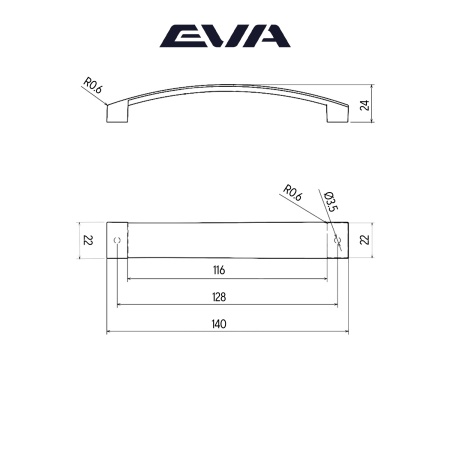 Ручка-скоба мебельная EVA ARC 128 мм цвет черный матовый BLmatt фото