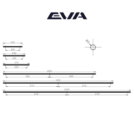 Ручка-пруток EVA CUSTOM CLEAN / 192мм (L=242мм) гладкий черный матовый MBA фото