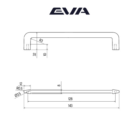 Ручка-скоба мебельная EVA SLIM 128 мм цвет хром PC фото