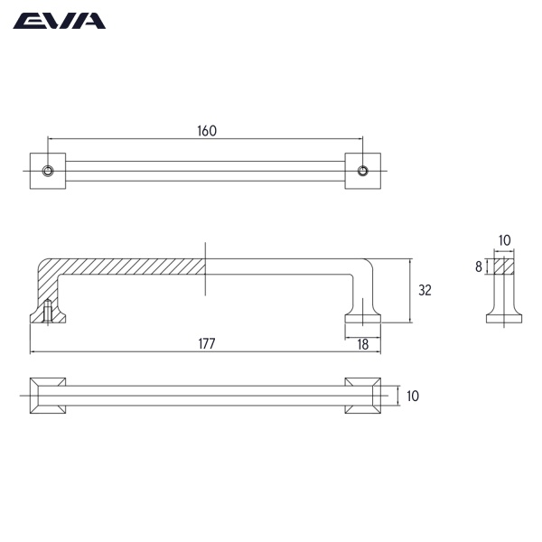 Ручка-скоба мебельная EVA DIRECT 160 мм цвет черный матовый BLmatt фото