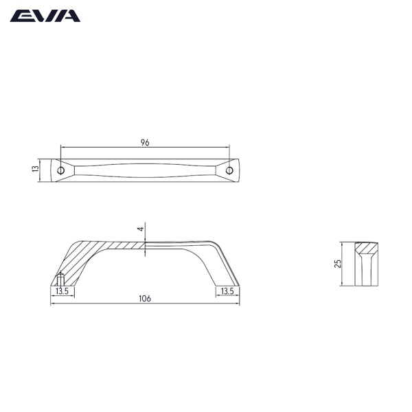 Ручка-скоба мебельная EVA CLASSIC 96 мм цвет хром PC фото