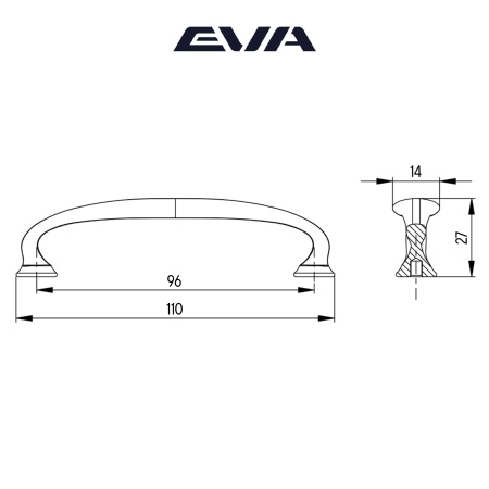 Ручка-скоба мебельная EVA RUSTIC 96 мм цвет черный матовый BLmatt фото
