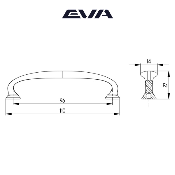Ручка-скоба мебельная EVA RUSTIC 96 мм цвет черный матовый BLmatt фото