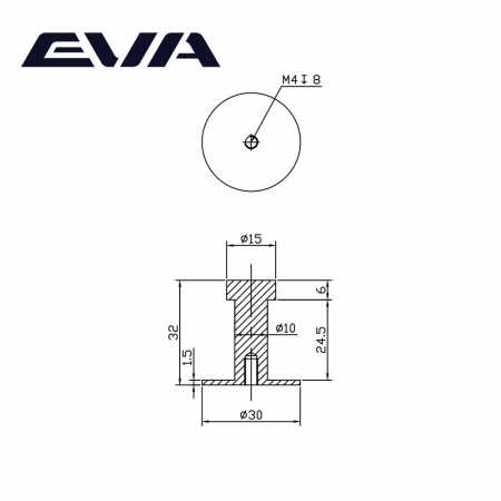 Крючок однорожковый EVA PIN (L=32мм) / черный матовый BLMatt фото