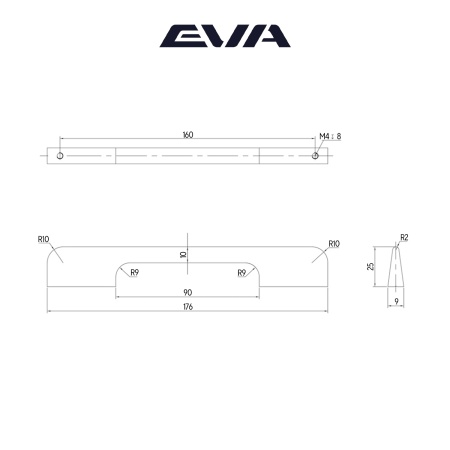 Ручка-скоба мебельная EVA LOFT 160 мм L=176 мм цвет черный матовый MBA фото