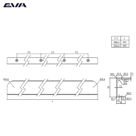 Ручка торцевая EVA BALANCE / 1056мм (L=1197мм) черный матовый брашированый BBBA фото
