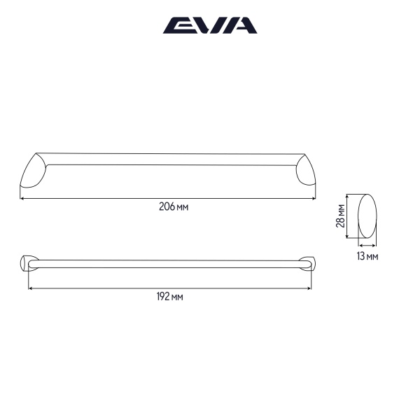 Ручка-скоба мебельная EVA ART 192 мм цвет черный матовый MBA фото